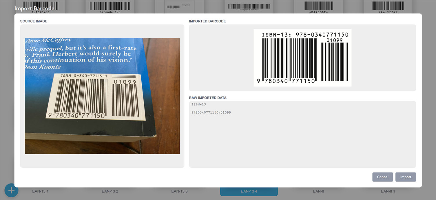Importing ISBN-13 barcodes with addon