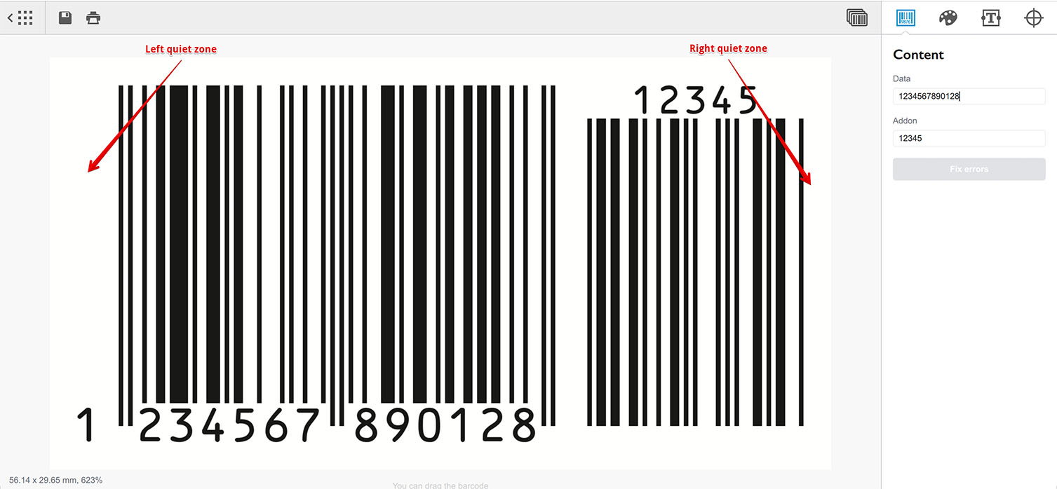 Sample EAN-13 barcode without light margin indicator