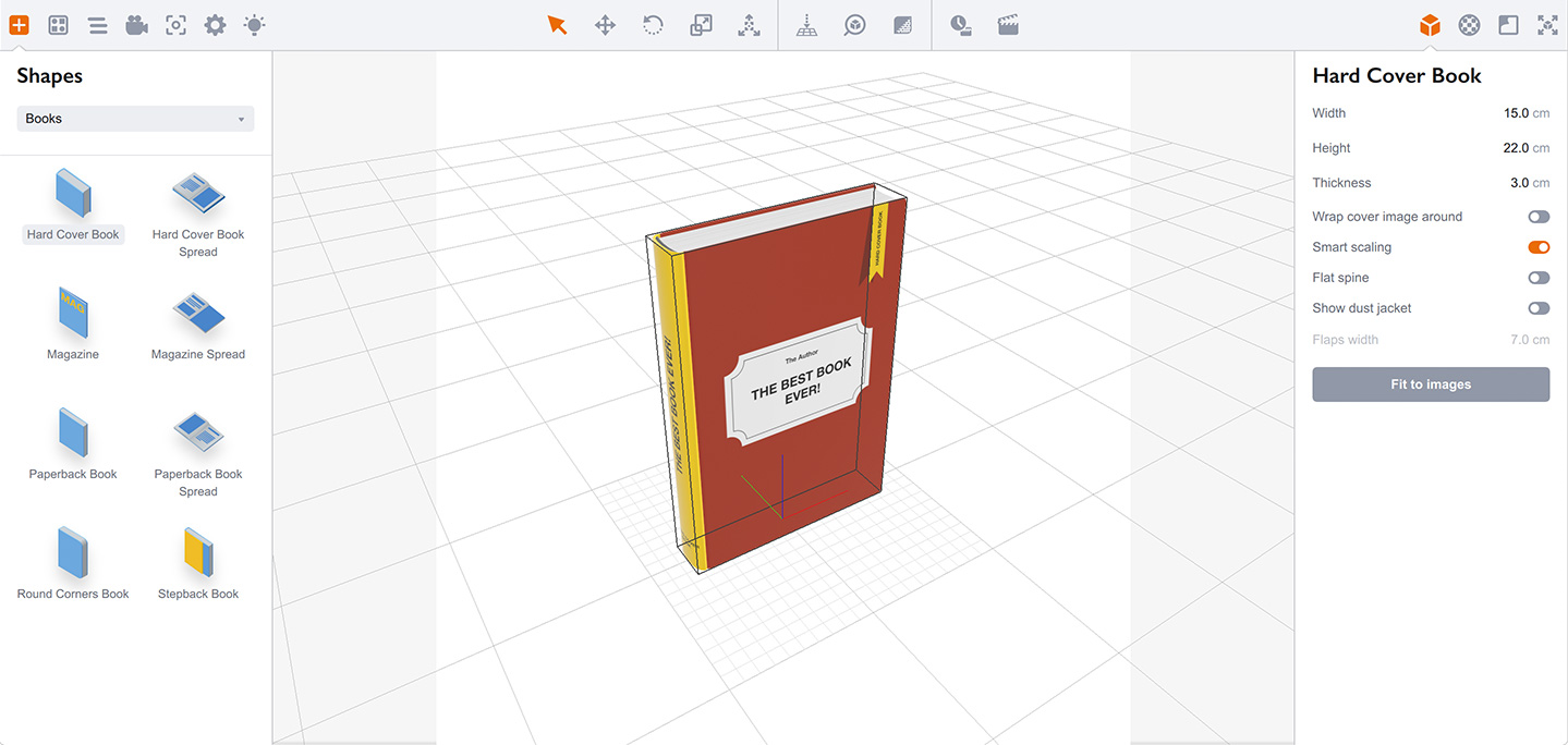 3D book shape in Boxshot