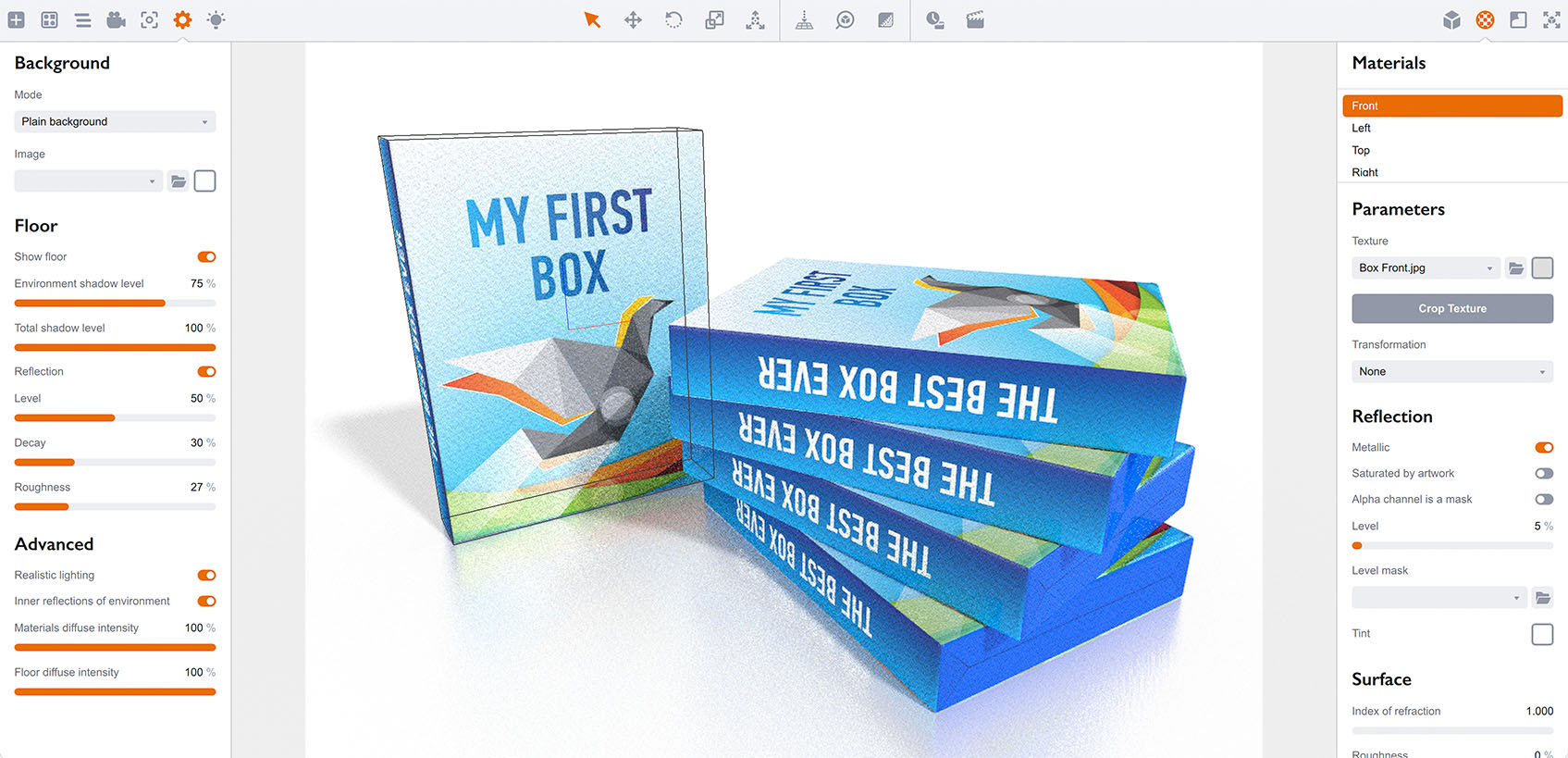 3D Boxes rendered in Boxshot software