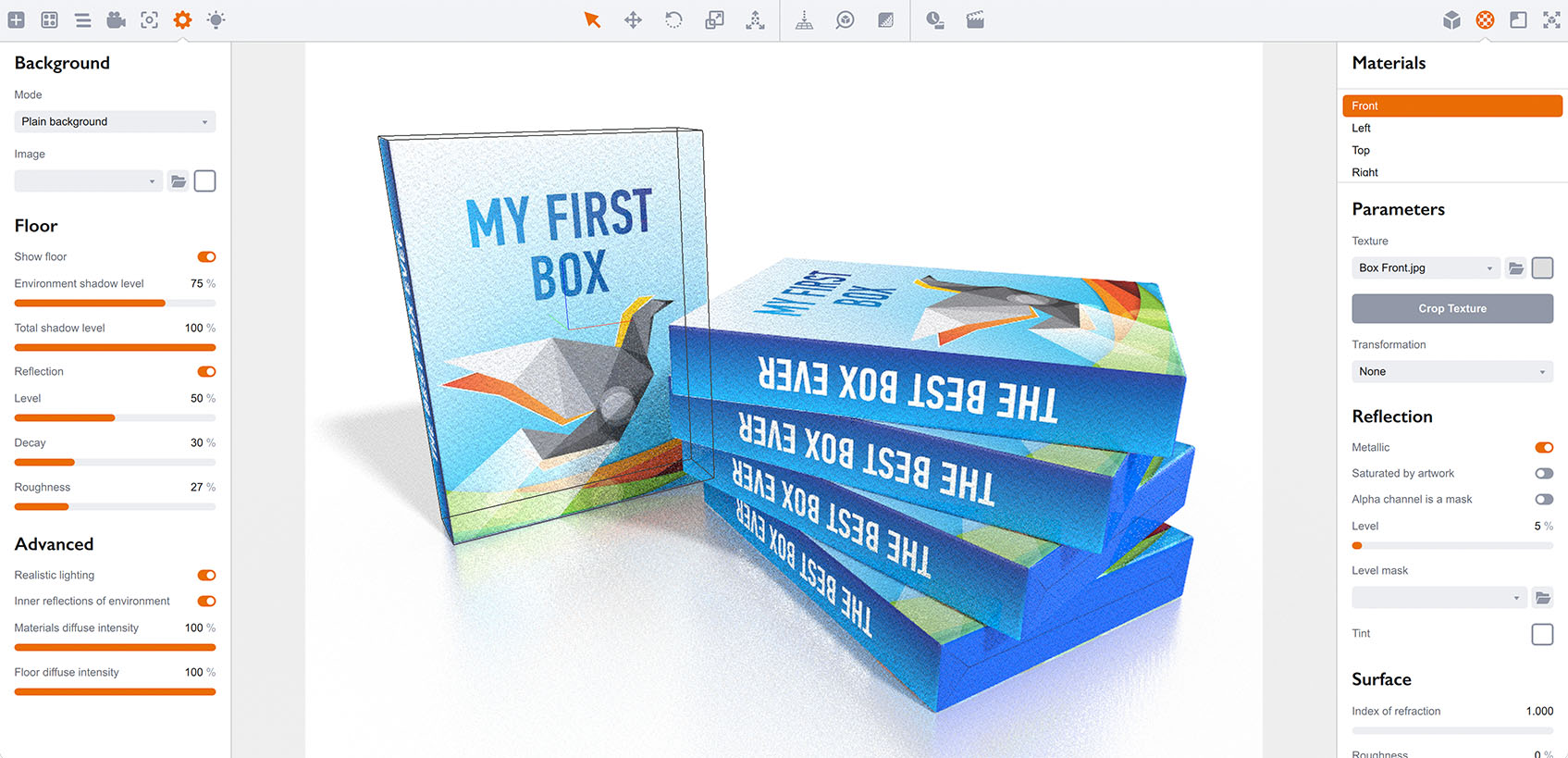 Box mockups rendered in Boxshot software