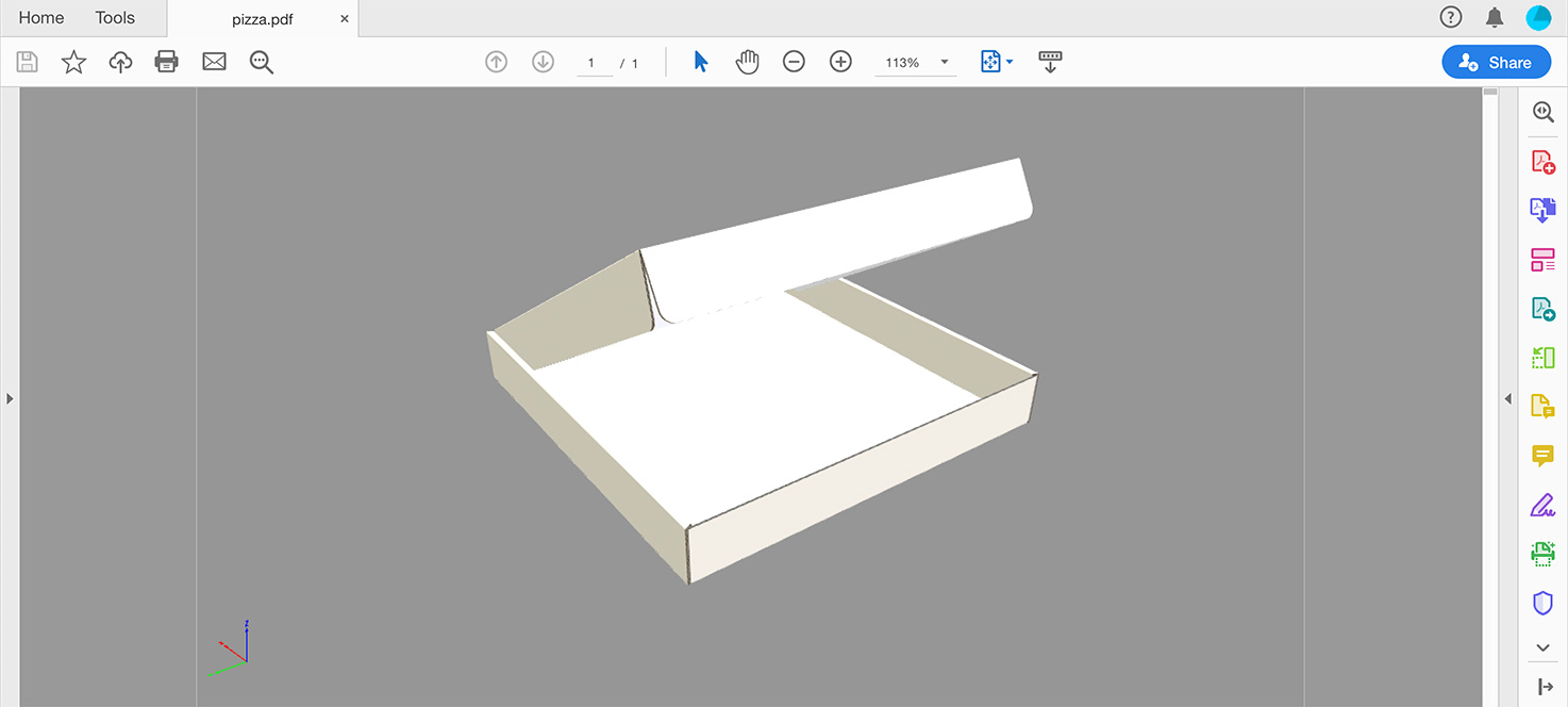 3D PDF exported from Origami opened in Adobe Acrobat