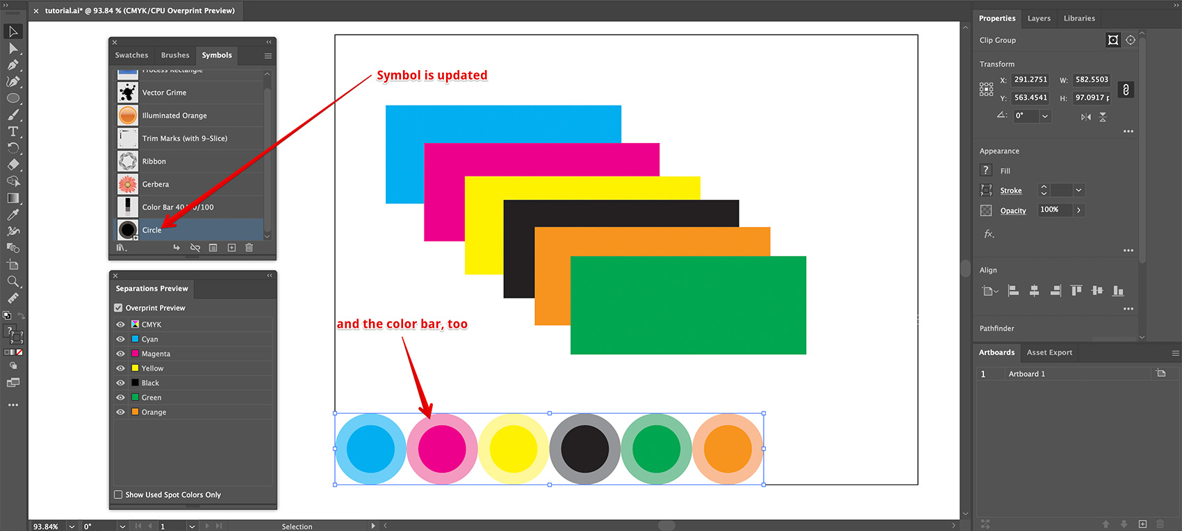 Color bar with half-tone strokes