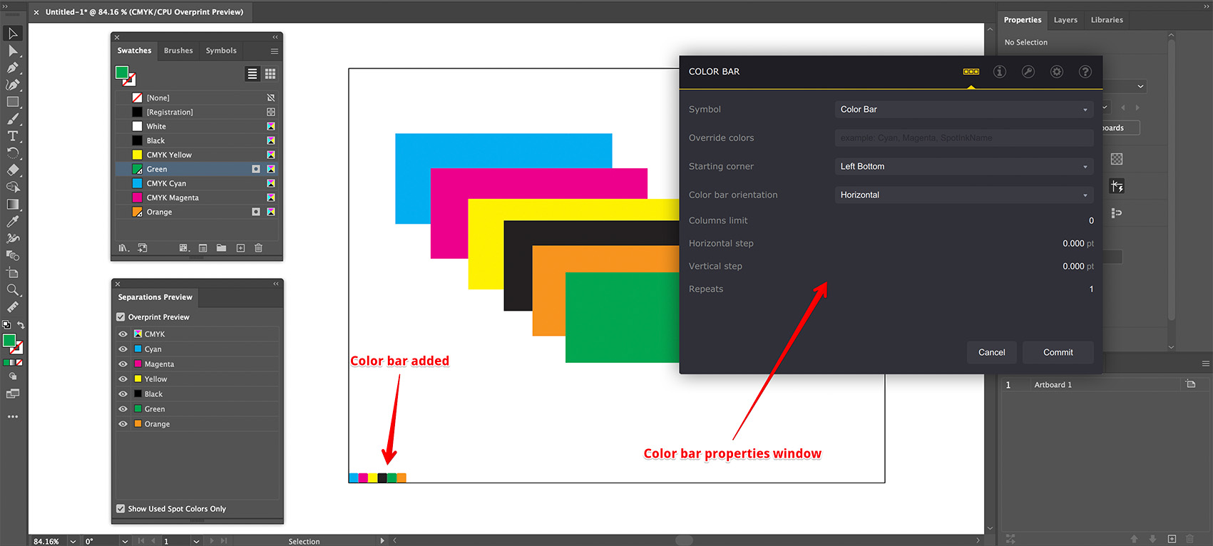 Color bar added to Illustrator project