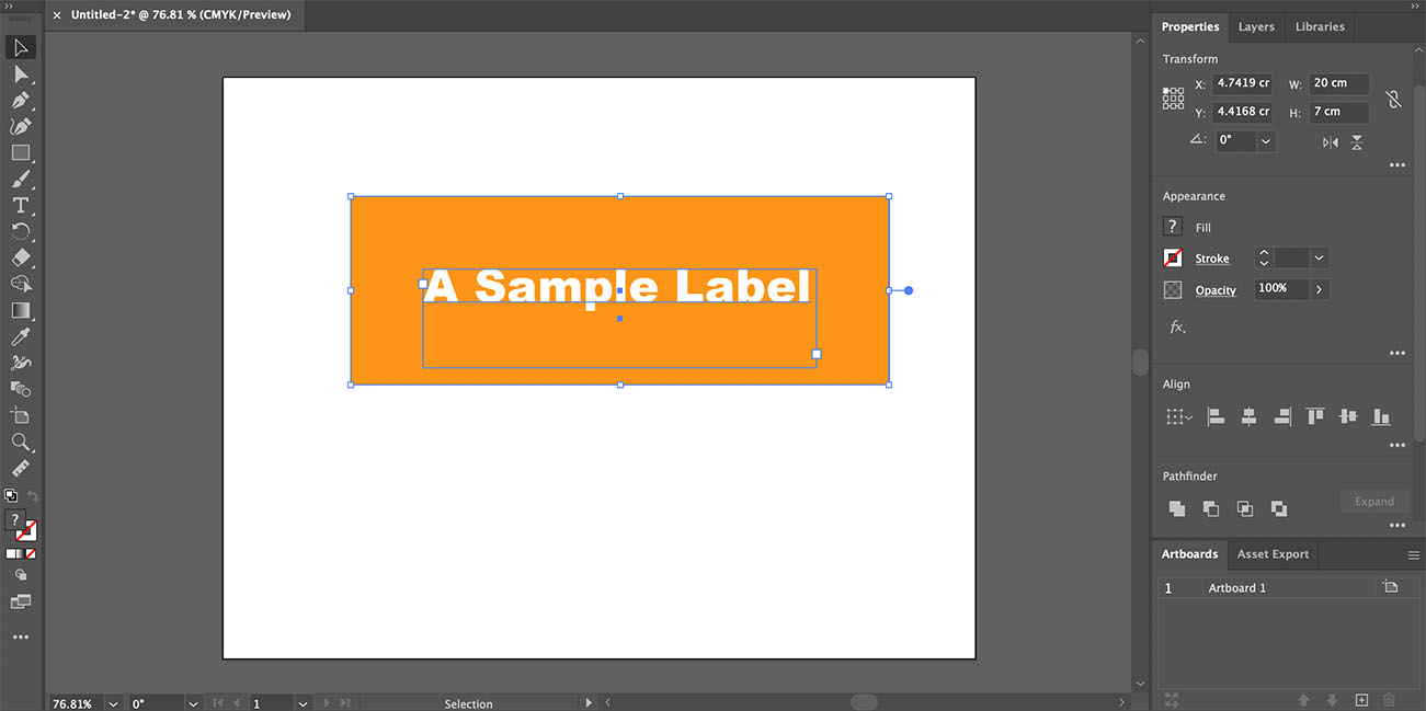 Simple sample label artwork in Adobe Illustrator