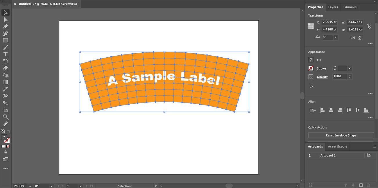 The label made conical by the Ai Toolbox plugin