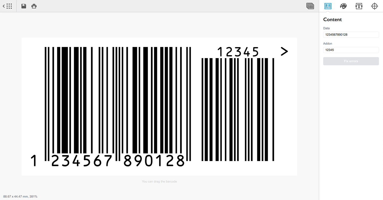 Edit EAN-13 barcode in barcode generator software