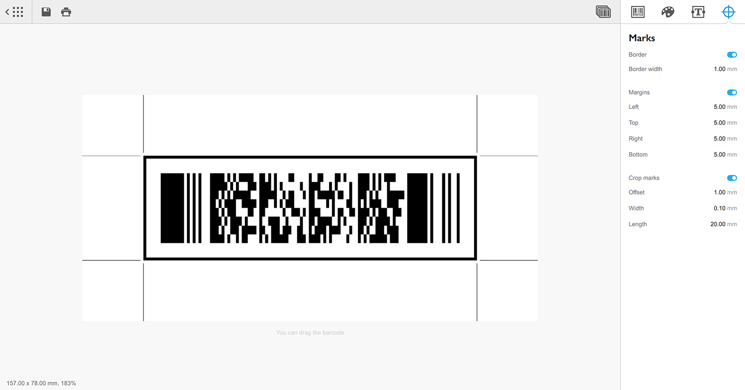 Barcode appearance parameters in Barcode generator