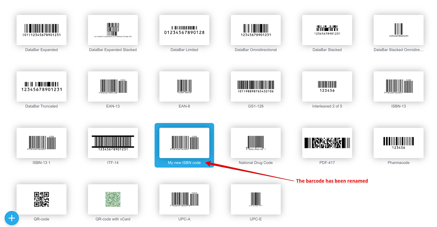 Rename barcode is placed to the list in the alphabetical order