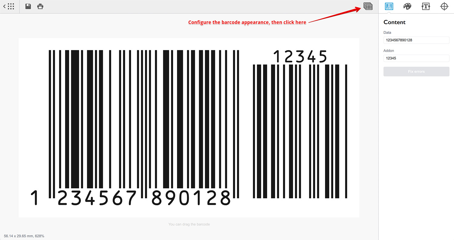 We start with configuring EAN-13 barcode we'll be using for batch generation
