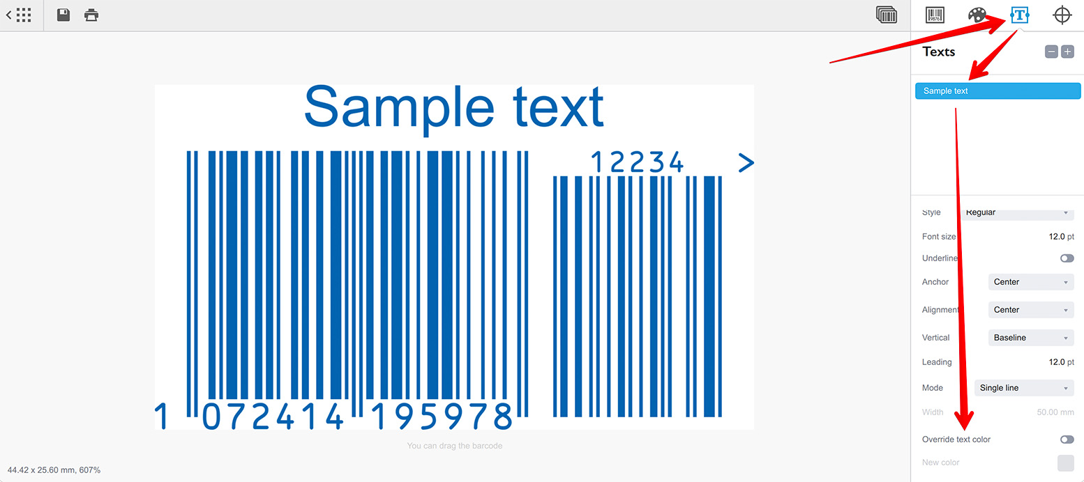 Color overriding option for custom texts