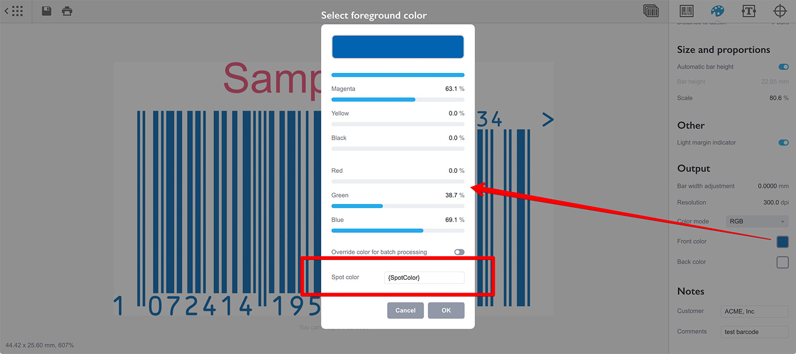 Applying spot colors in batch mode