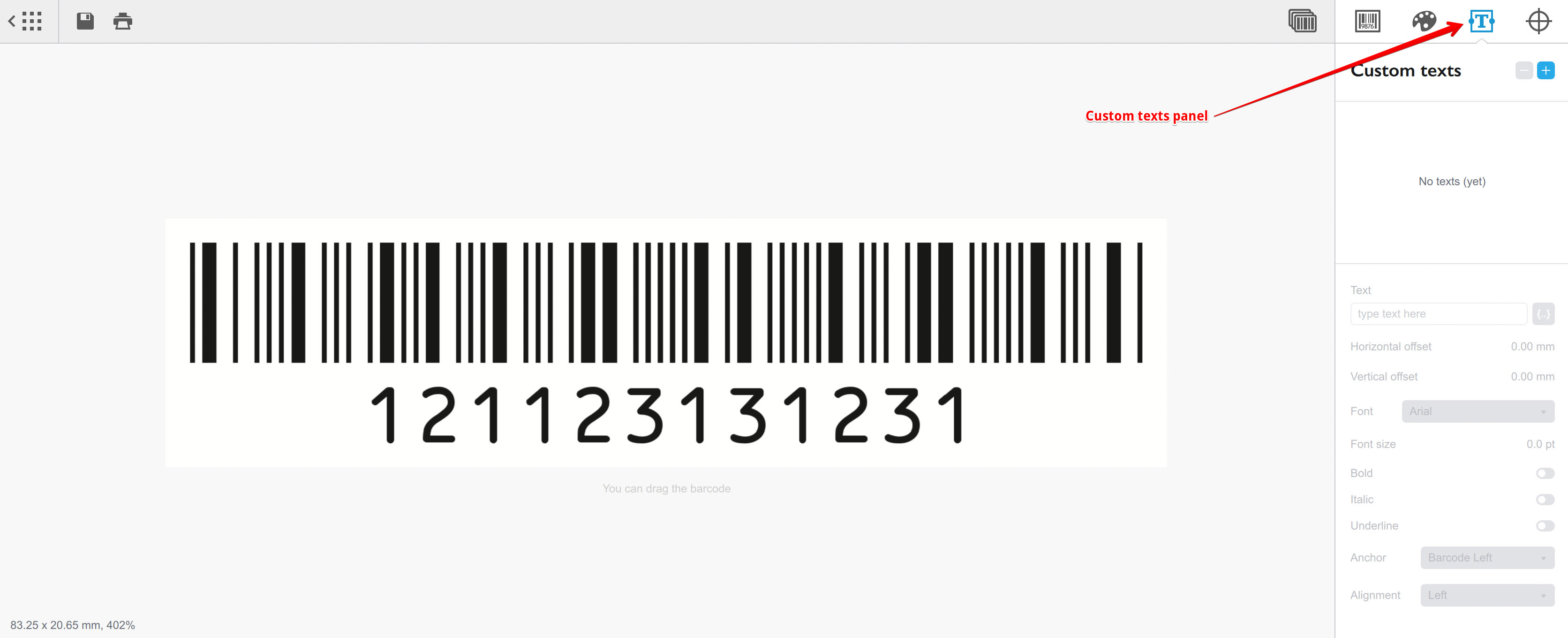 Adding Custom Texts to Barcodes