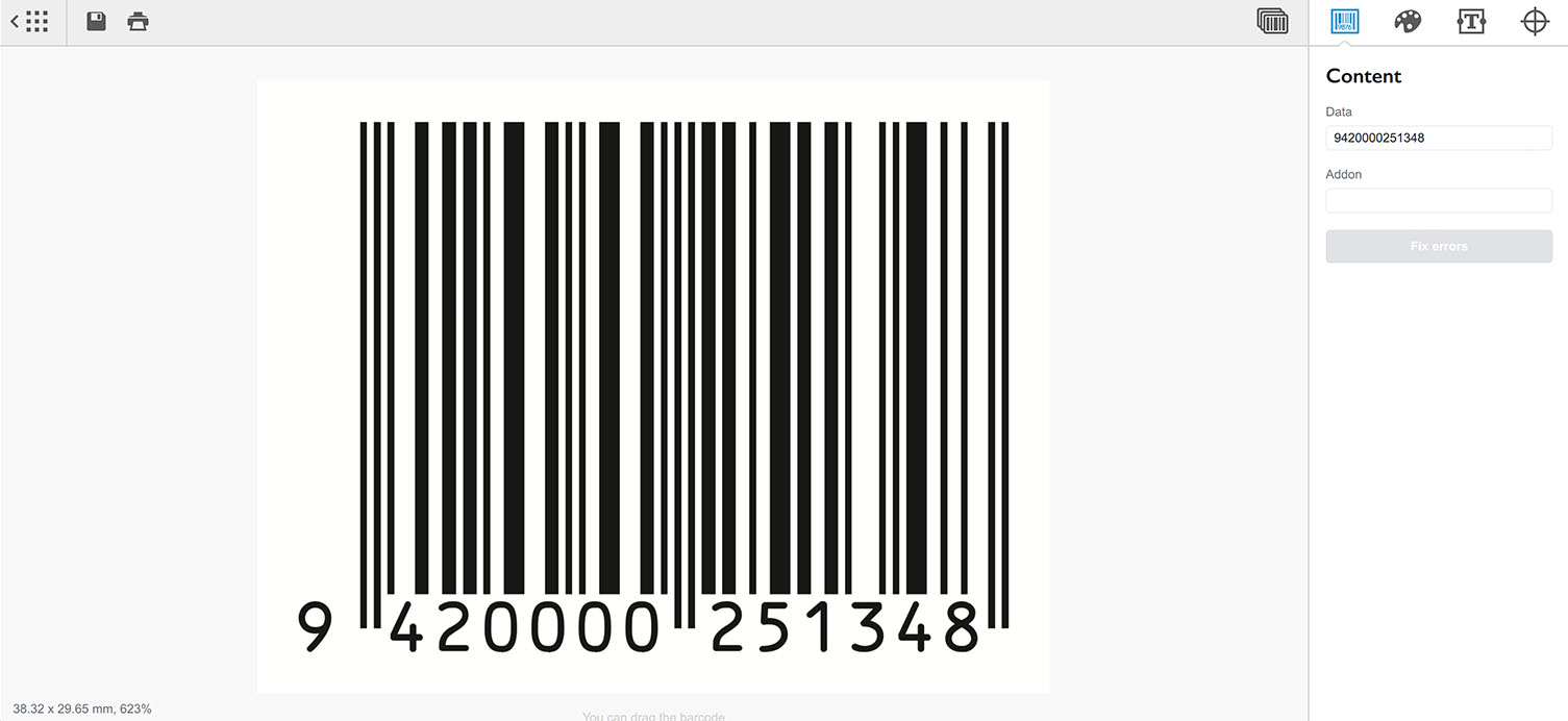 Editing the barcode we've just imported