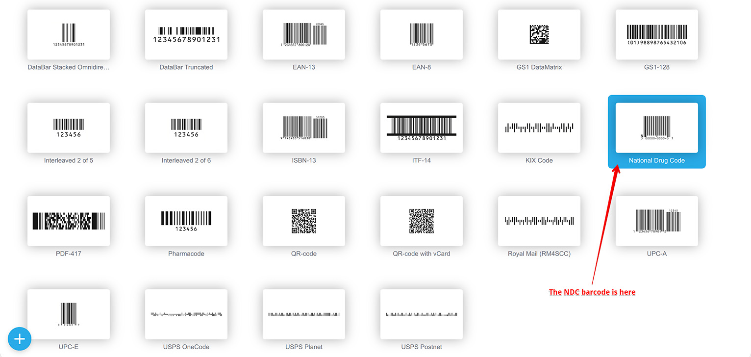 National Drug Code barcode in the generator
