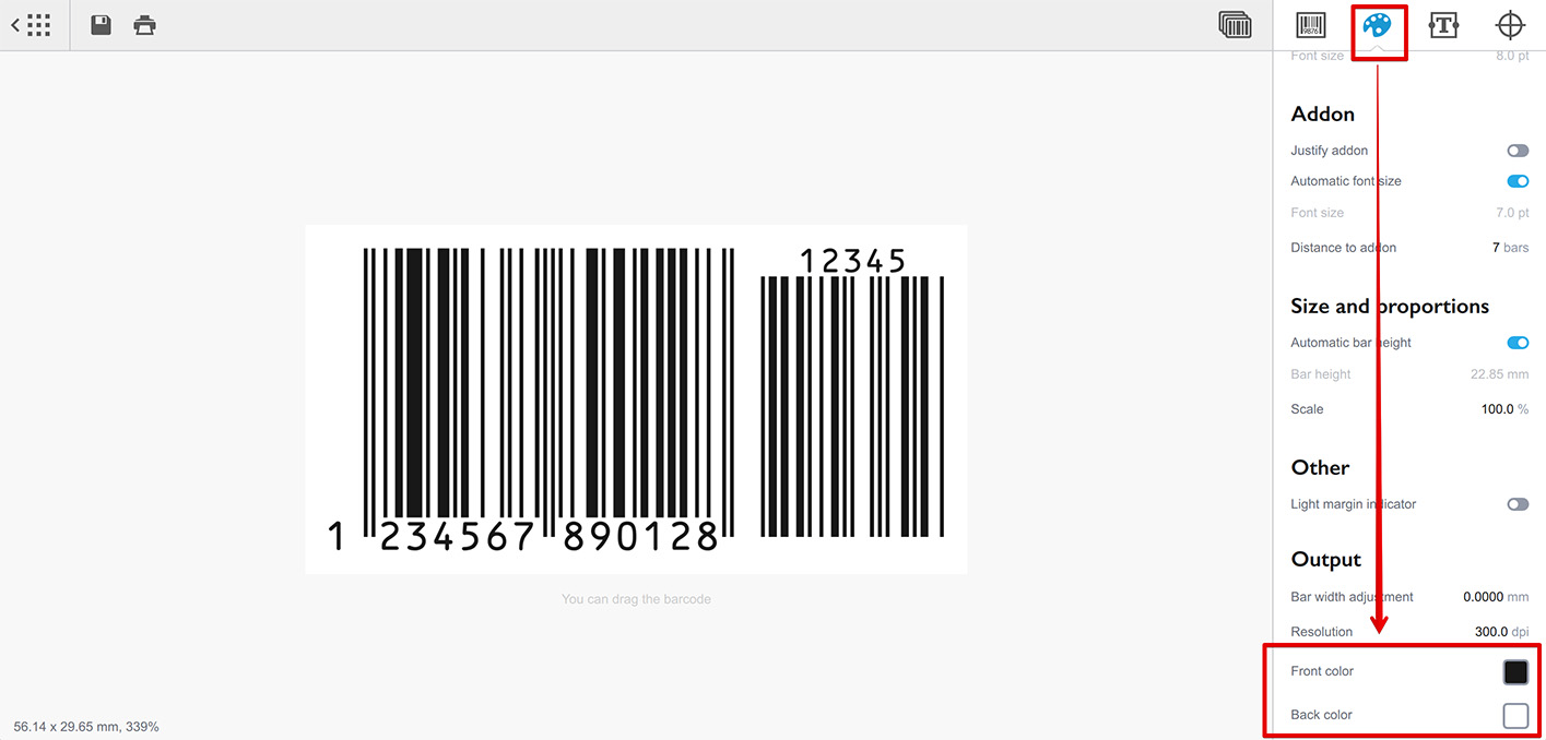 Barcode color options in Barcode generator