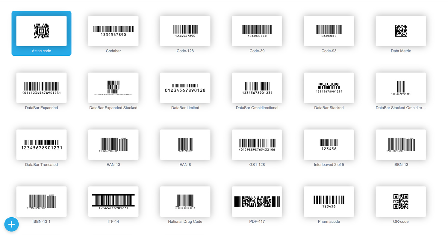 Barcodes list is the first what you see when you start Barcode Generator
