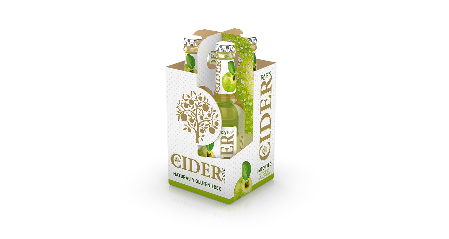 Cider bottles 4-pack made in Origami and Boxshot and rendered in Boxshot