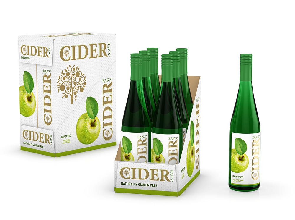 3D cider bottles modelled and rendered in Boxshot, boxes modelled in Origami
