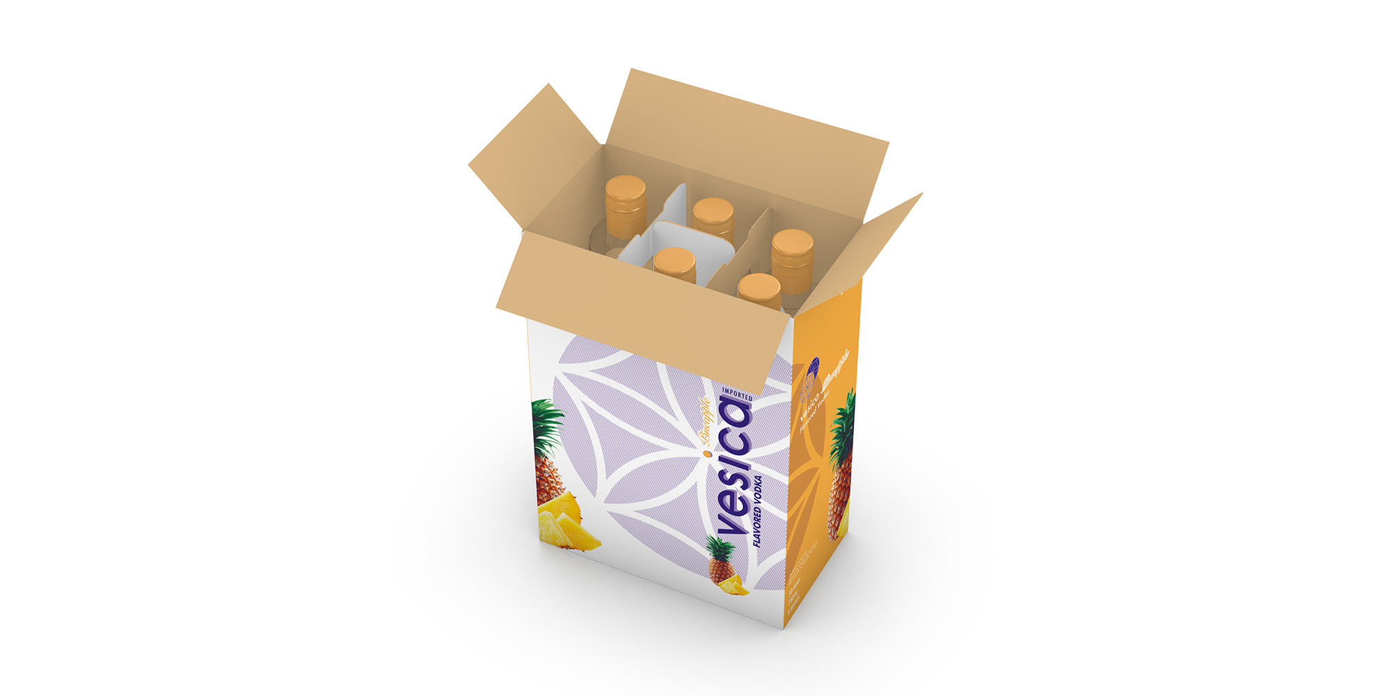 Box of bottles made and rendered in Boxshot