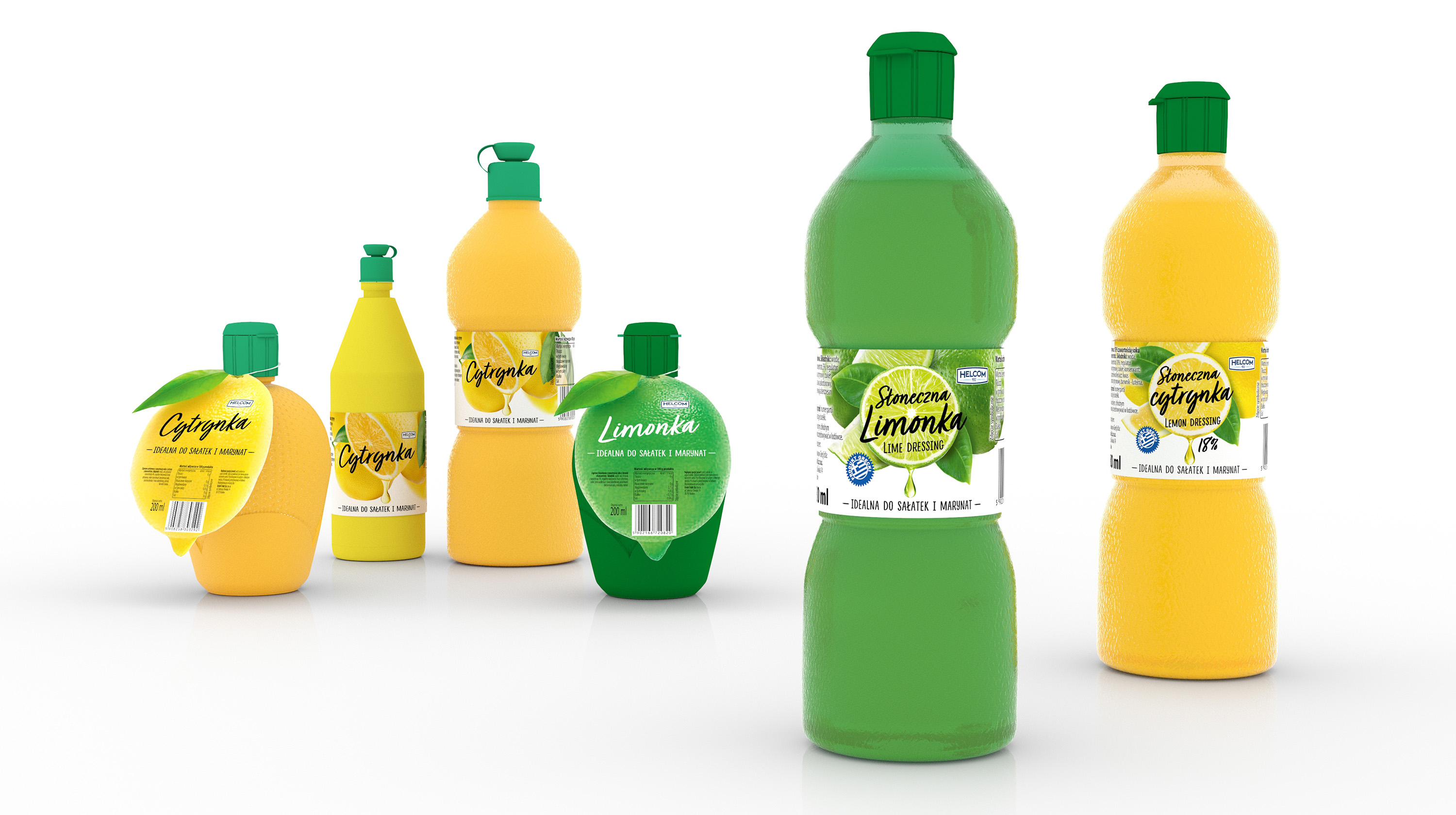 Lime and lemon dressing bottles mockups