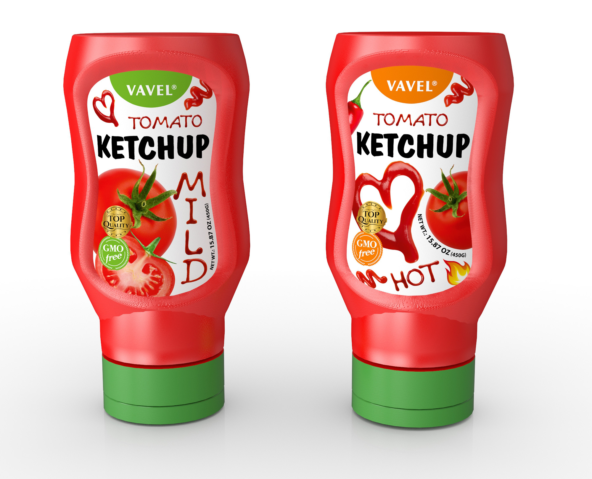 Tomato ketchup bottles mockup