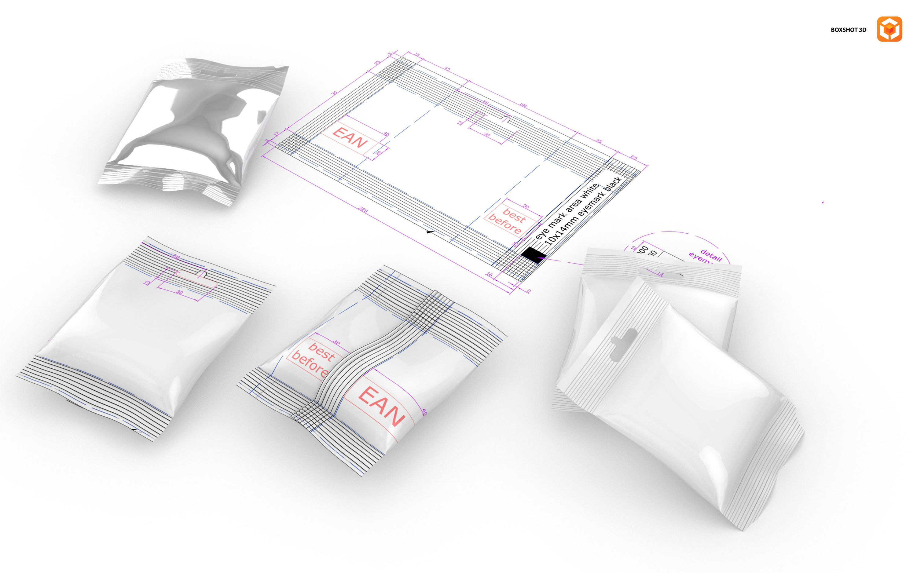Flexible bag mockup done and rendered in Boxshot