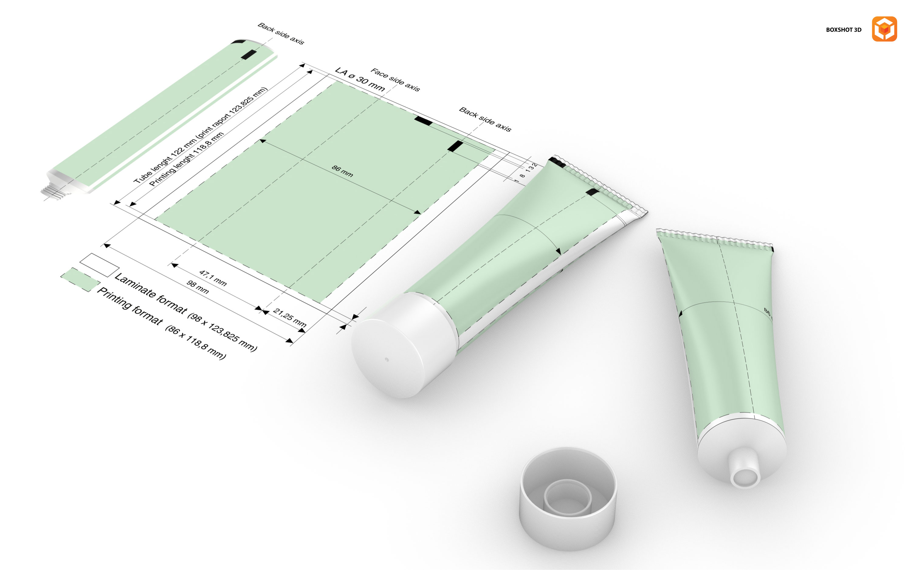 Tooth paste tube mockup made in Boxshot