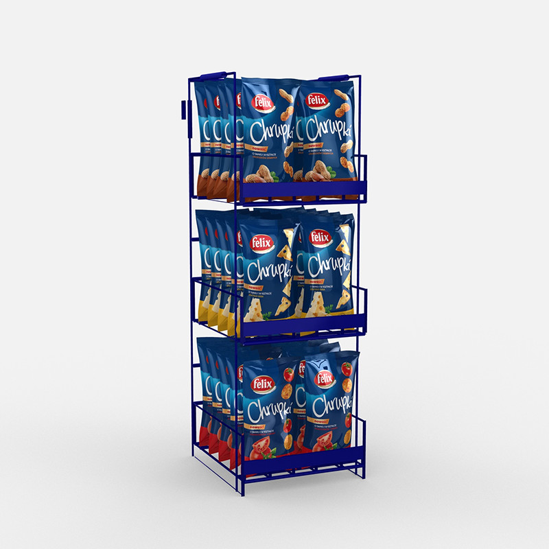 Point of sale mockup: flexible bags on a display stand