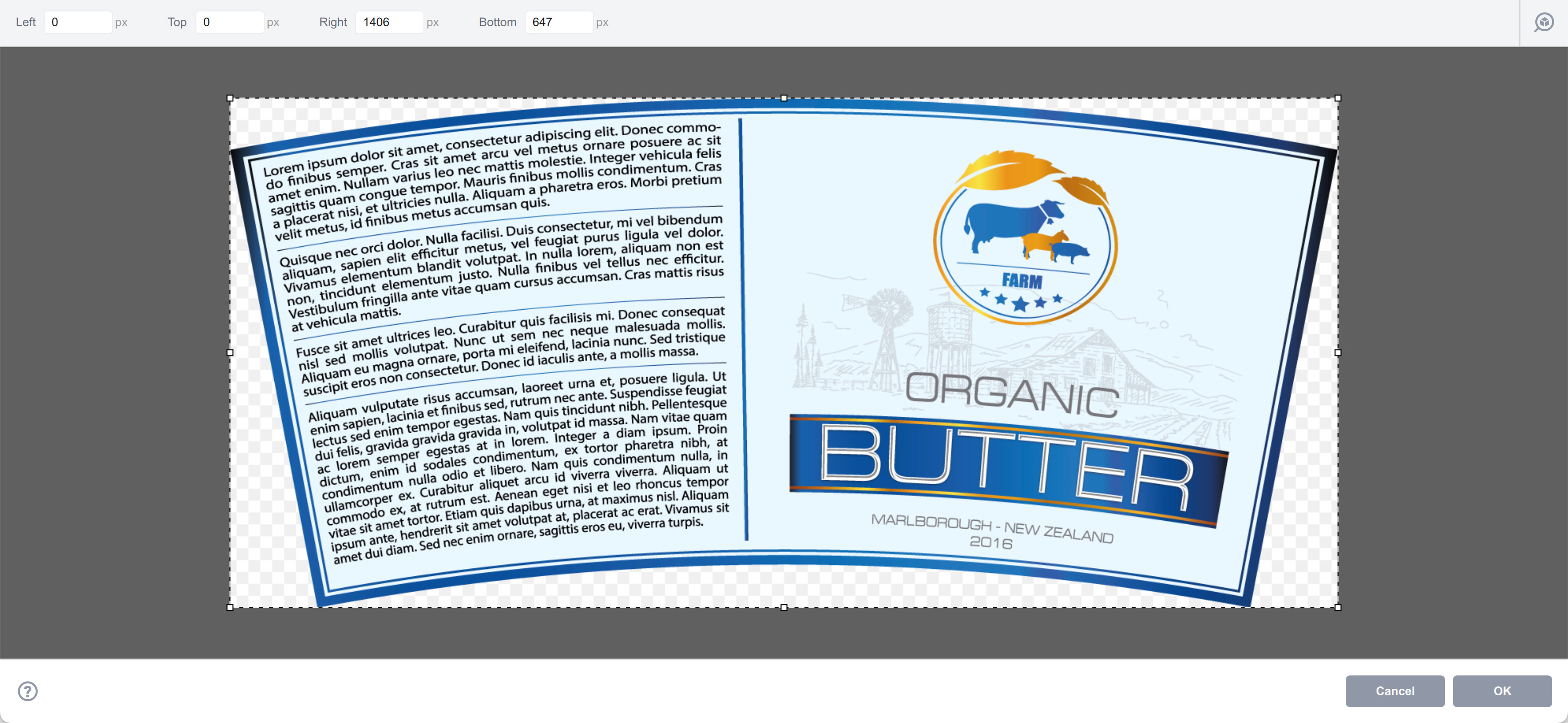 Making Conical Labels in Boxshot