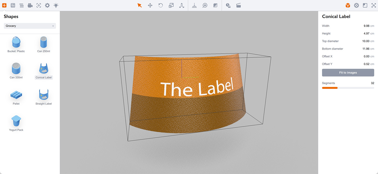 Now we can see the new conical label in 3D
