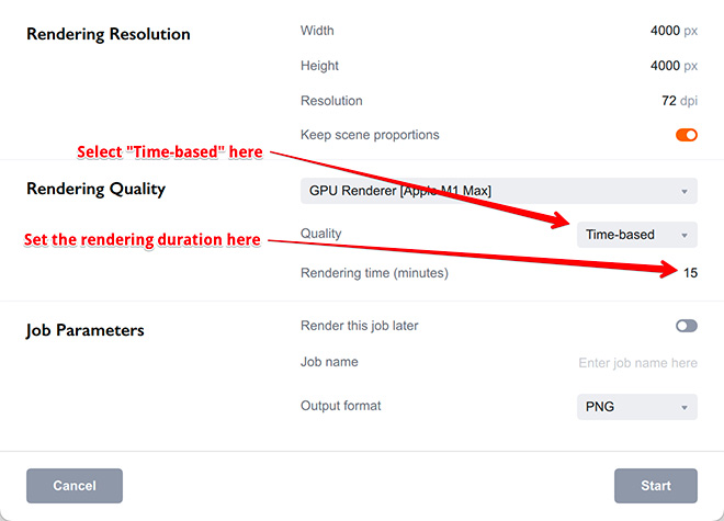 Time-based rendering in Boxshot