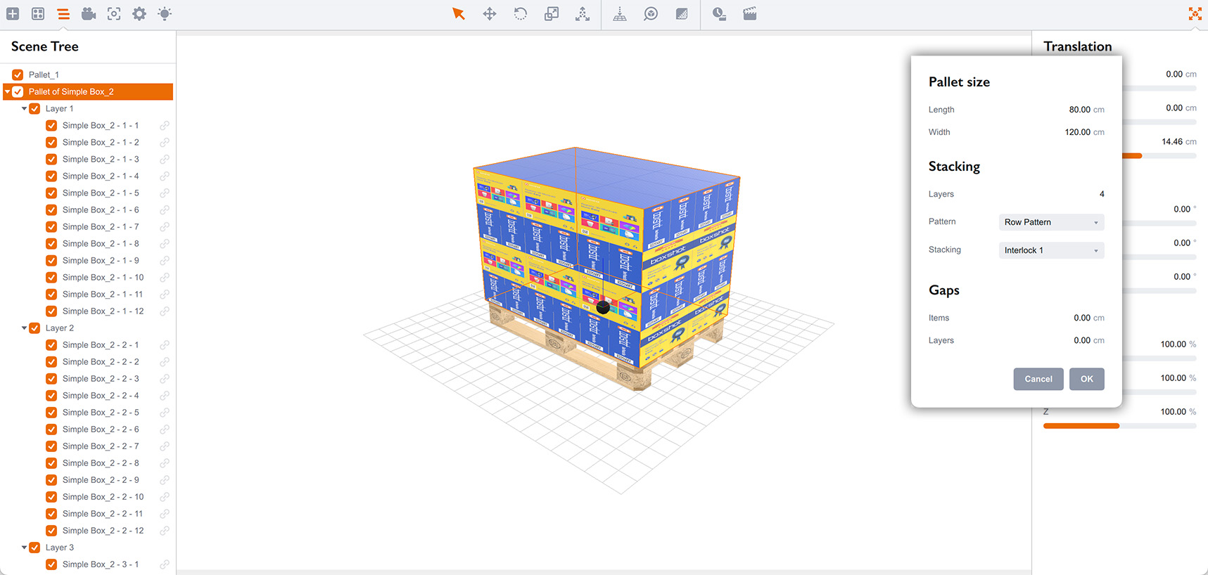 Palletize tool in action