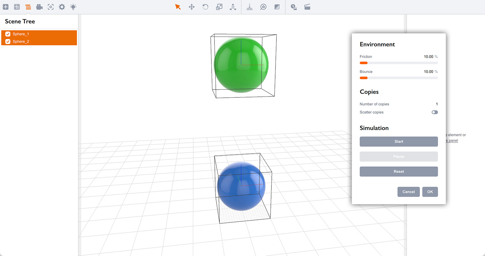 Both spheres are selected in Boxshot