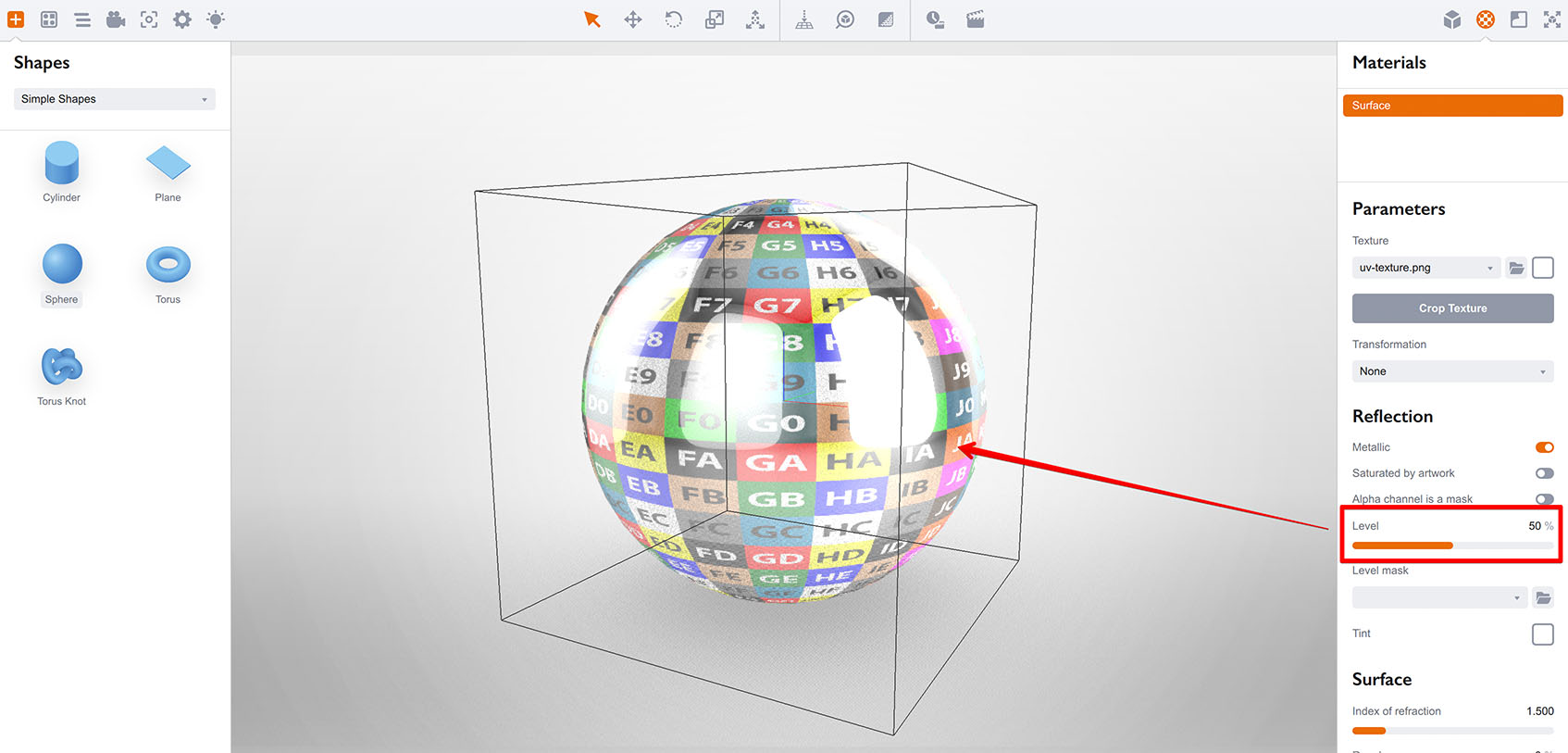 Making the sphere half-reflective