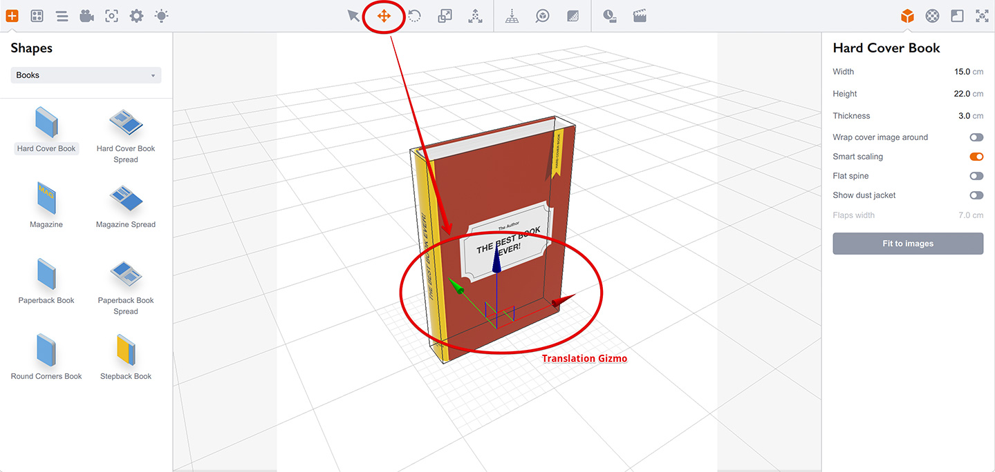 Translation gizmo in Boxshot