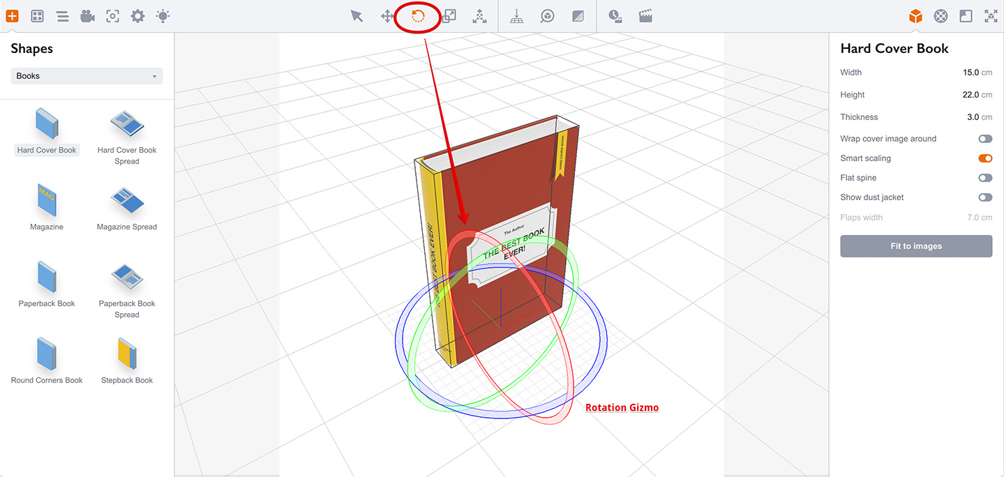 Boxshot rotation gizmo