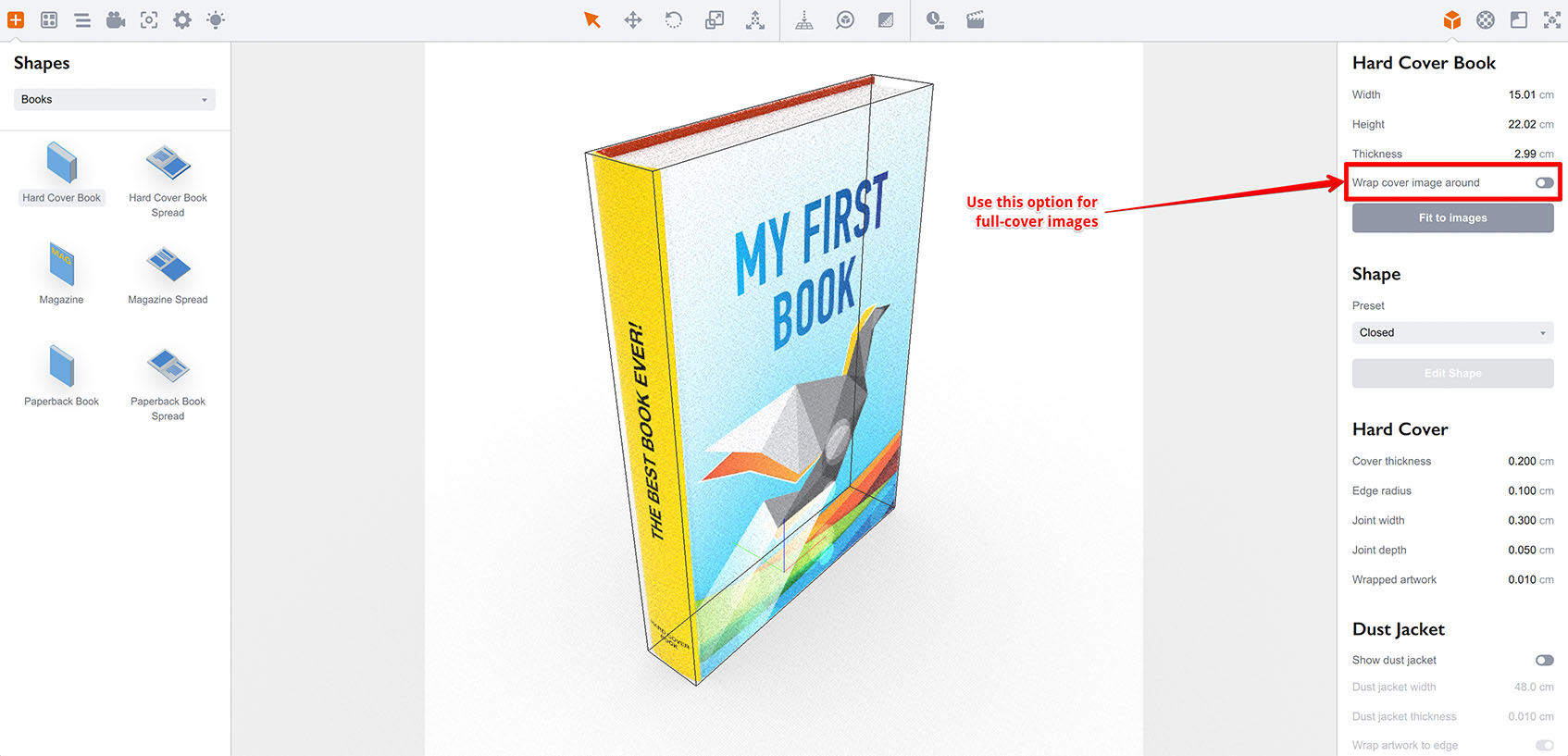 Wrap cover images around option for 3D books