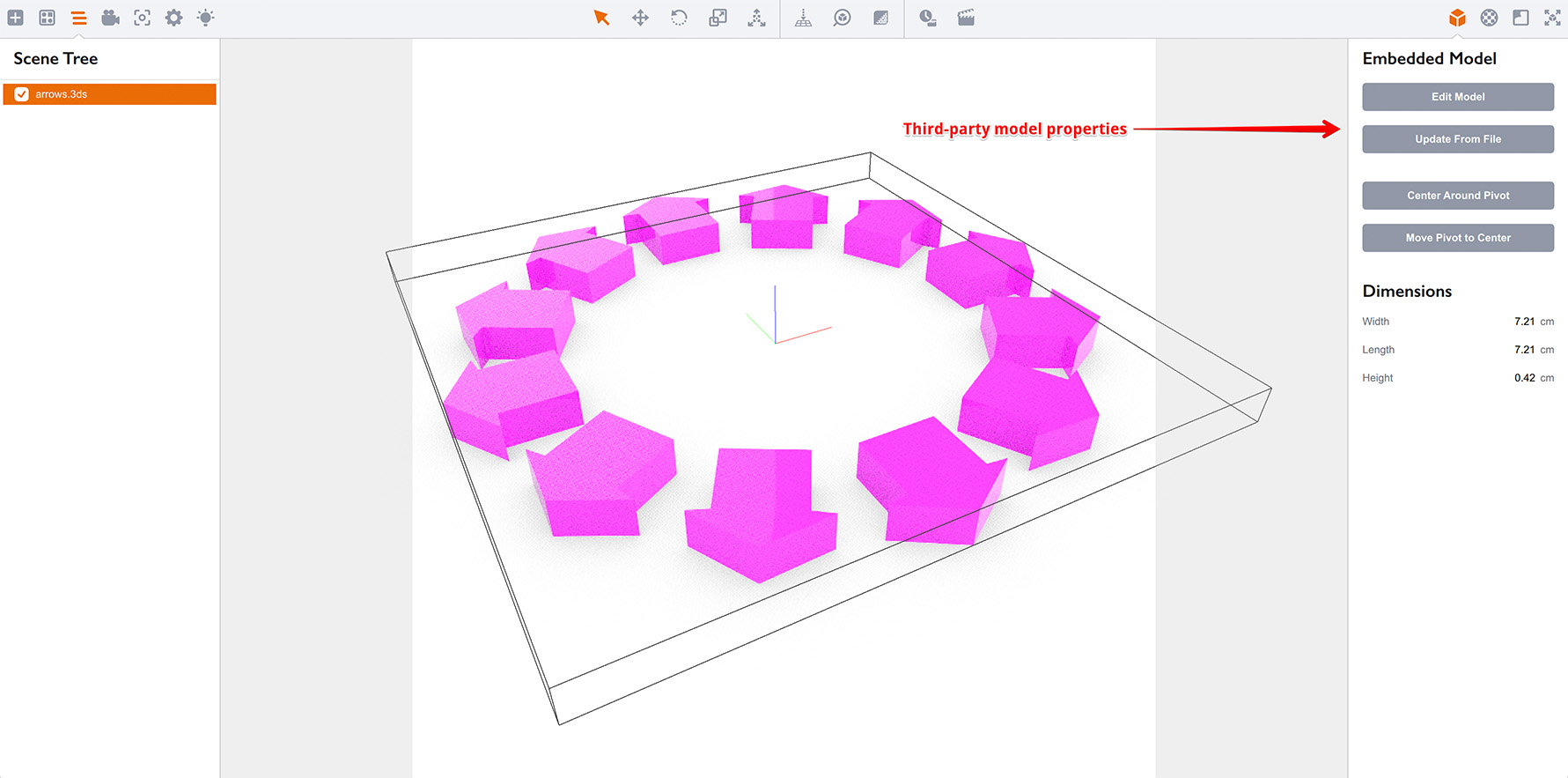 Embedded shapes properties panel in Boxshot