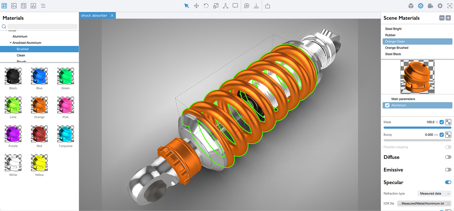 Metallic materials rendering in Koru