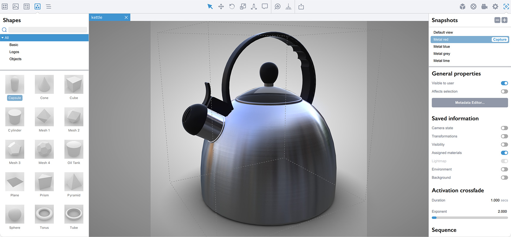 Metallic kettle object in Koru