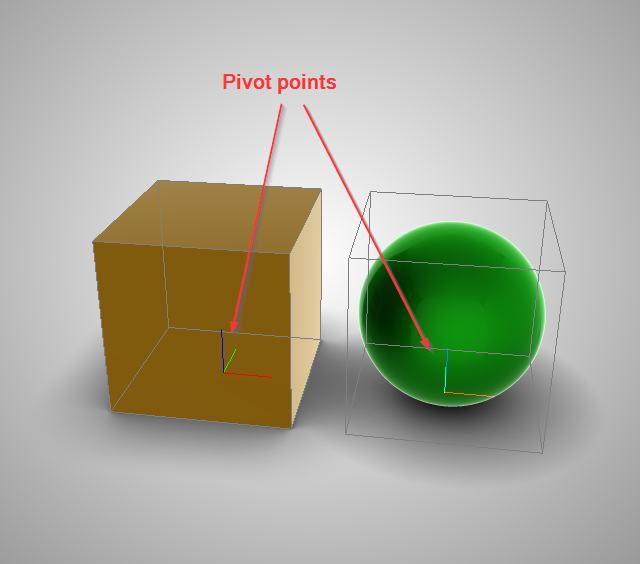 Koru scene with box and sphere
