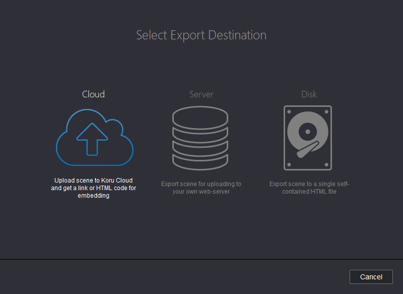 Koru export target selection