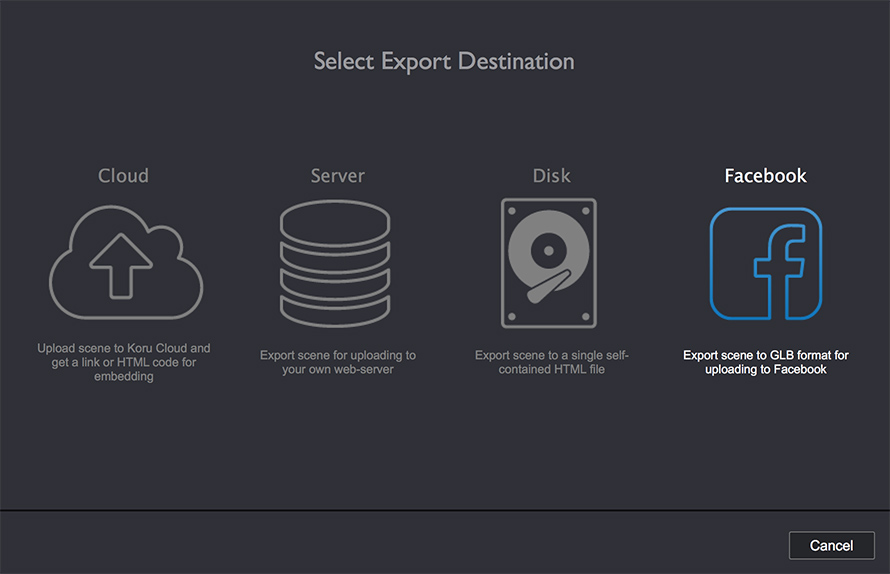 Export type selection in Koru