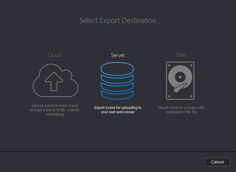 Koru export target selection