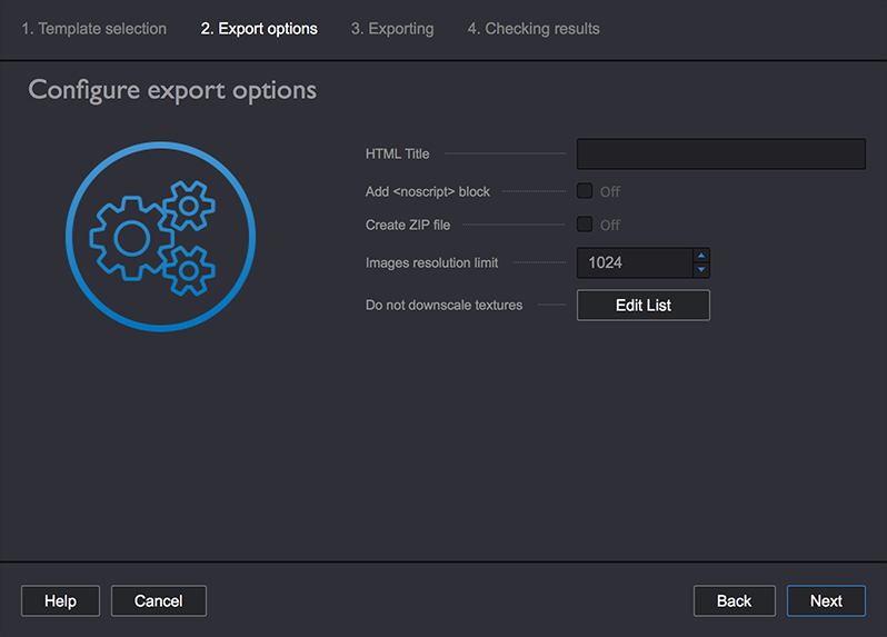 Export Options in Koru