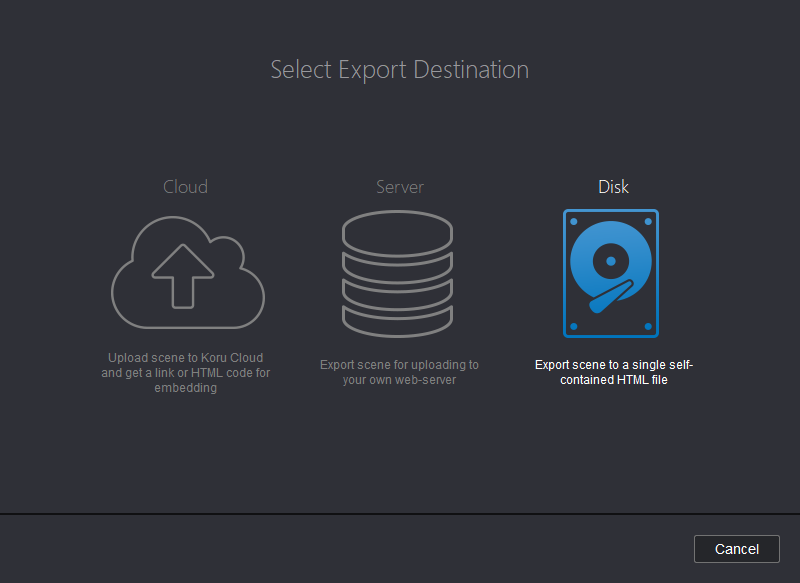 Koru export target selection