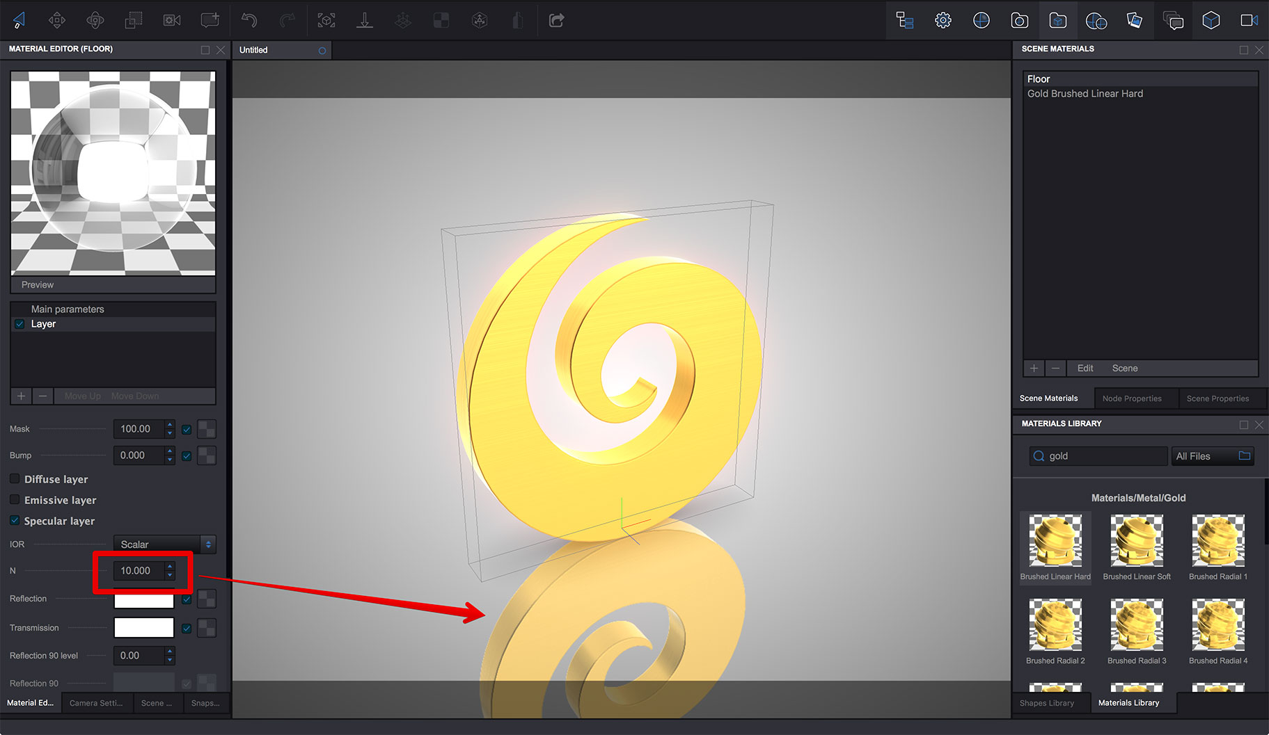 Making reflection more visible in Koru WebGL exporter