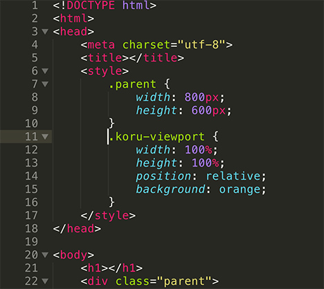 Koru exported HTML after modifications