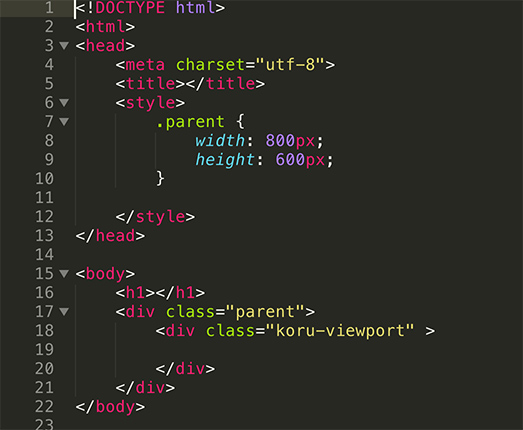 Koru exported HTML before modifications